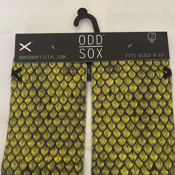 Odd Sox Lizard Foot Crew Socks - Black and Yellow/Green Fits SZ 6-13 - Picture 2 of 6